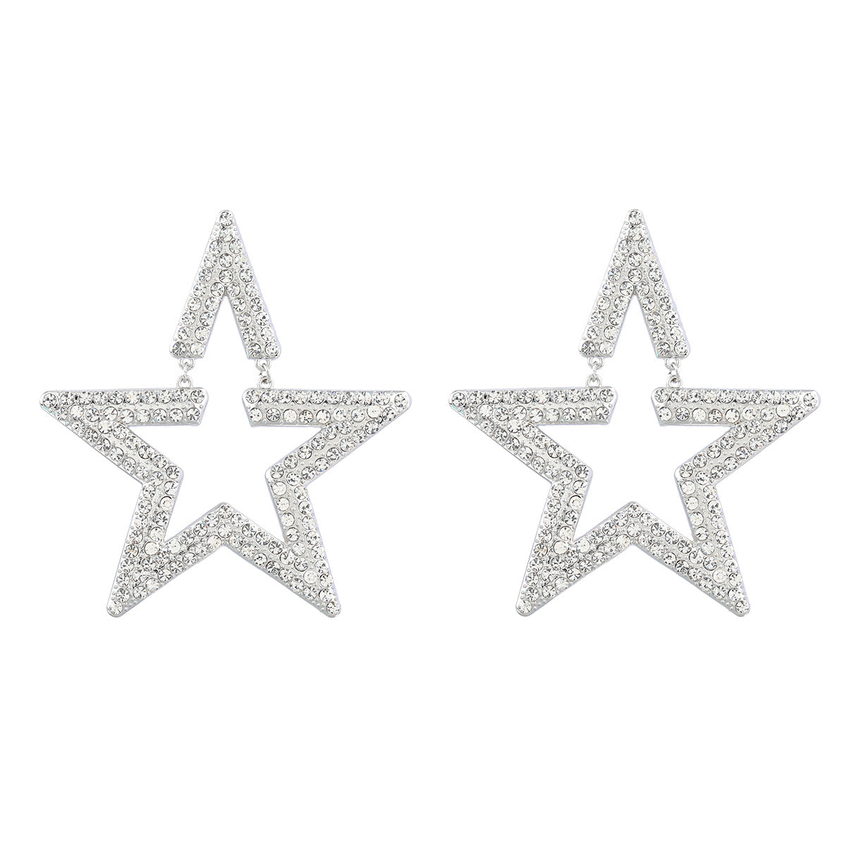 Wholesale Super Flash Fancy Diamond Alloy Diamond Star Earrings